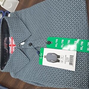 Modern English Size XL Grey/Black Patterned Casual Button Down Cotton Shirt